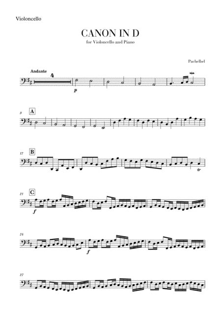 Canon In D For Cello Arr Cadenza Editions Sheet Music Johann Pachelbel Cello Solo