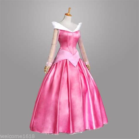 New Pink Sleeping Beauty Princess Aurora Gorgeous Fancy Dress Cosplay