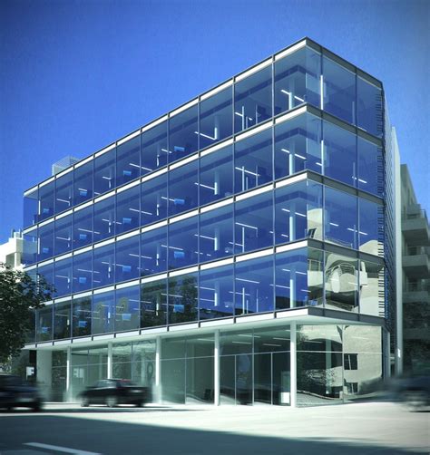 Modern Office Building Plan And Exterior Rendering