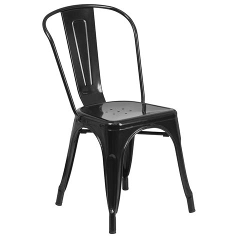 Flash Furniture Ch 31230 Bk Gg Black Stackable Galvanized Steel Chair