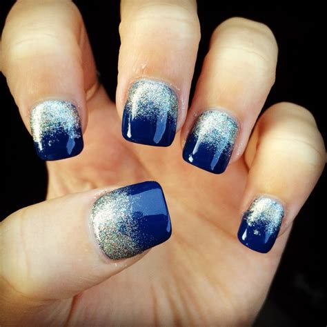Navy And Silver Ombré Nails For Homecoming Homecoming Nails Blue
