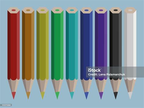 A Set Of Colored Pencils Vector Illustration Stock Illustration