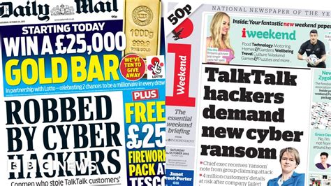 Newspaper Headlines Talktalk Cyber Attack Fraud Fears Xi Visit And A Parliamentary Tradition