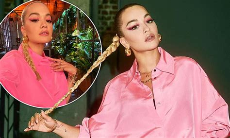 Rita Ora Puts On A Sizzling Display In An Oversized Pink Shirt In A