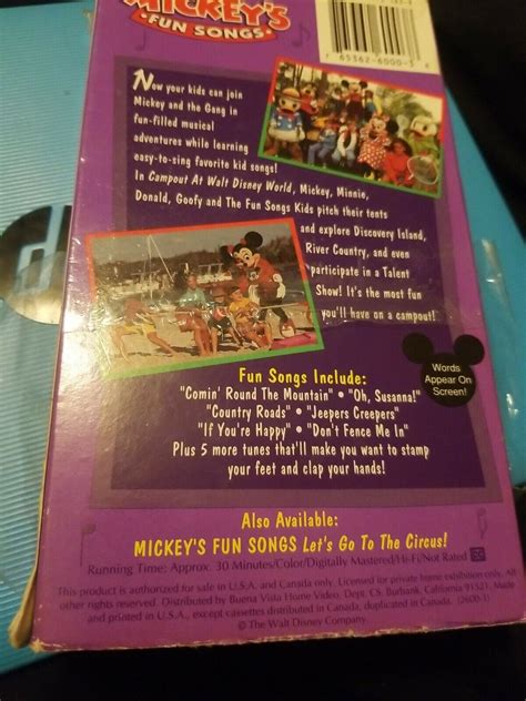 Sing Along Songs Mickeys Fun Songs Campout At Disney World Vhs
