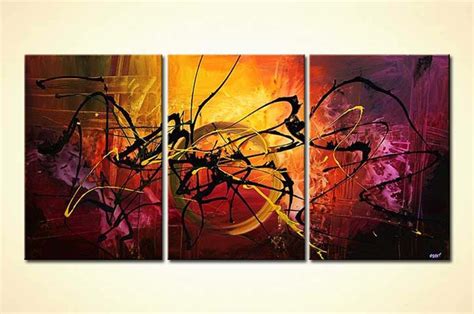 Painting Triptych Splash Abstract Art Colorful 4365