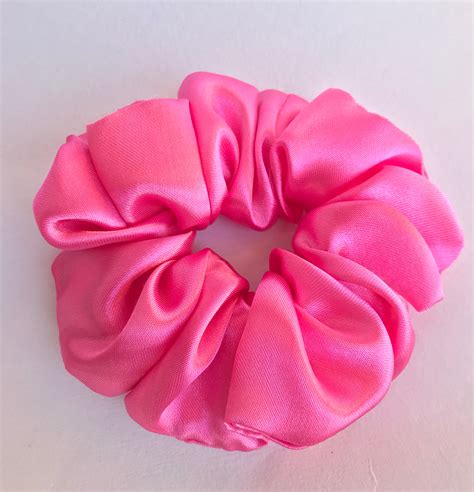 Pink Scrunchie Satin Scrunchie Handmade Scrunchie Hair Etsy