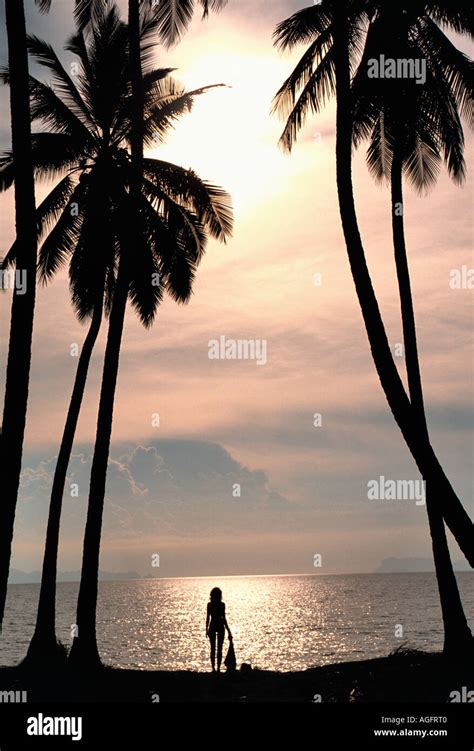 Naked Woman Sunset And Beach Koh Samui Thailand Stock Photo Alamy