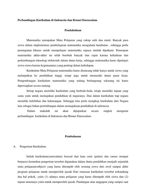Kajian ilmu pendidikan, 4 (1). Perbandingan Kurikulum Di Indonesia Dan Brunei Darussalam