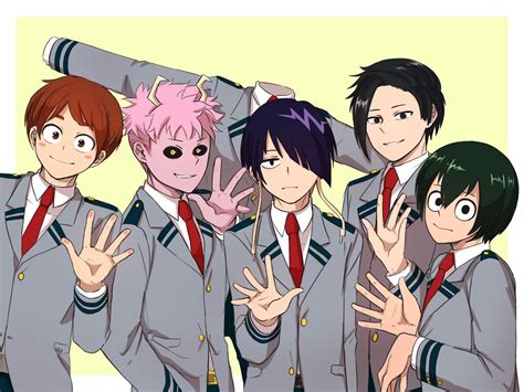 An Anime Group Is Posing For The Camera With Their Hands Up In Front Of