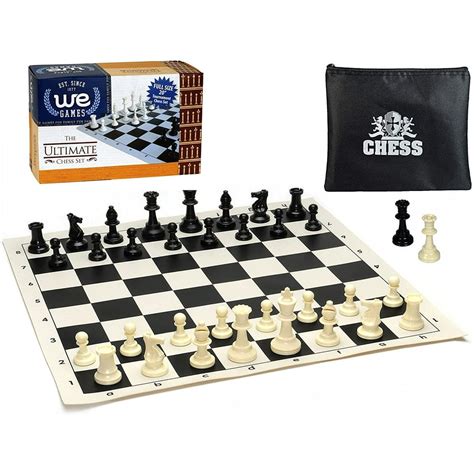 We Games Ultimate Compact Tournament Chess Set With Silicone Chess Board Heavy Weighted Pieces
