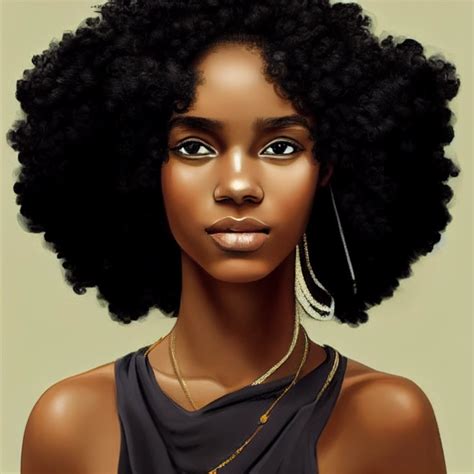 beautiful black woman curly hair midjourney openart