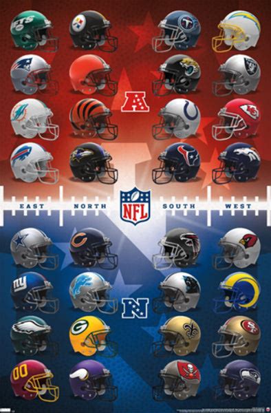 Nfl Football Helmets Official Wall Poster All 32 Team Logos Trends
