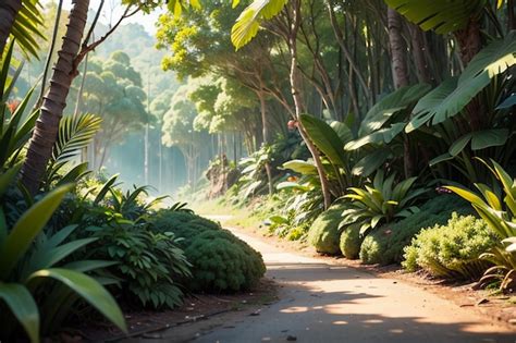 Forêt Tropicale Forestière Arbustes Chemin De Jungle Papier Peint