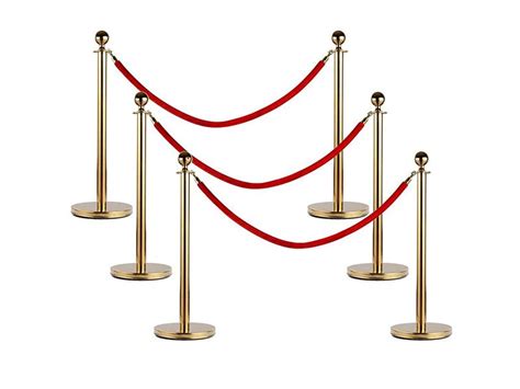 Tourgo Round Top Polished Brass Stanchion Posts Queue Barrier Pack Of