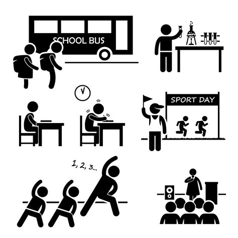 School Activity Event For Student Stick Figure Pictogram Icon Clipart
