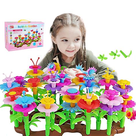 Diy Educational Flower Arrangement Toys Creative Colorful Interconnecting Building Blocks Garden