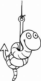 Coloring Fishing Hook Worm Fish Lure Pole Lures Rod Printable Clipart Play Template Getcolorings Values Crafts sketch template