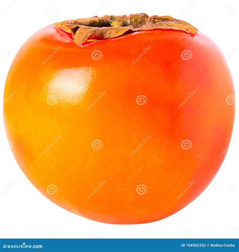 One Whole Persimmon Isolated On White Background Stock Photo Image Of