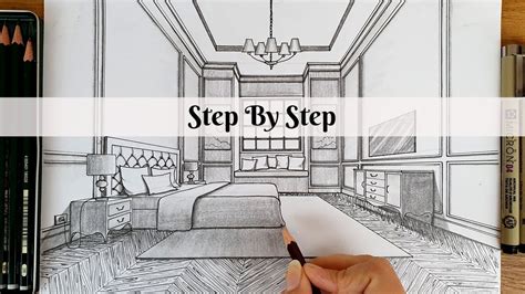 How To Draw A Bedroom In One Point Perspective Step By Step Youtube