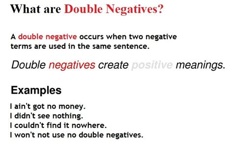what is a double negative question quiz and worksheet 2022 11 19