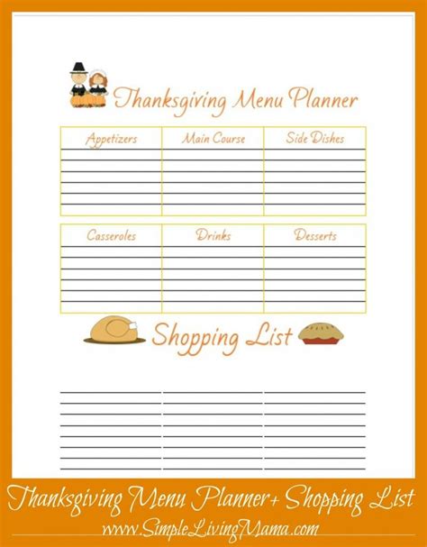Add 1/2 teaspoon salt and 1/4 teaspoon pepper. FREE Printable Thanksgiving Menu Planner - Simple Living ...