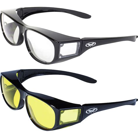 2 Pairs Of Global Vision Escort Fit Over Safety Glasses Yellow Clear Lenses Ebay