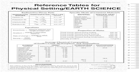 Reference Tables For Physical Settingearth Sciencecambrian Cambrian