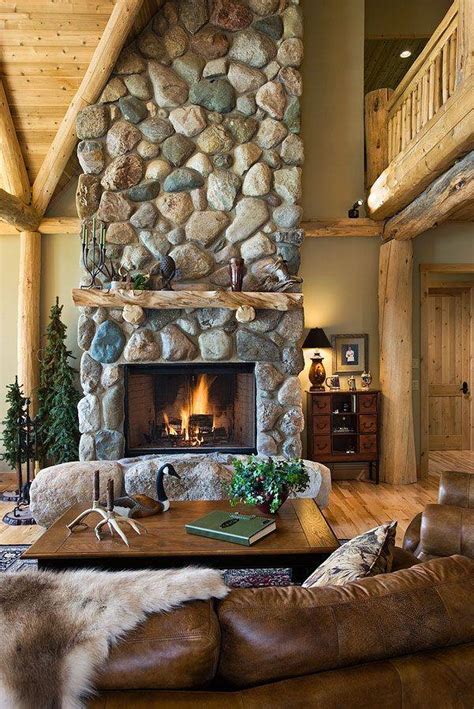 Rustic Country Cabins Stone Fireplace Jhmrad 156054