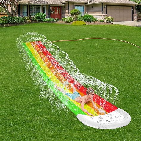 Rainbow Water Slide Pools Inflatable Sprinkler Kids Summer Swimming