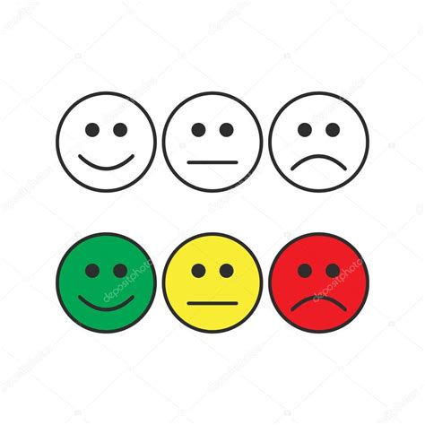Smiley Emoticons Positive Neutral And Negative — Stock Vector