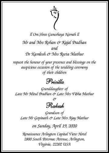 Our collection offers styles and diy design templates to give. Hindu Wedding Invitation Card Wordings - Parekh Cards ...