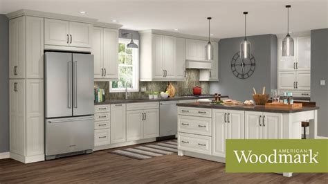 Portola Painted Harbor American Woodmark Cabinets Kitchen Renovation