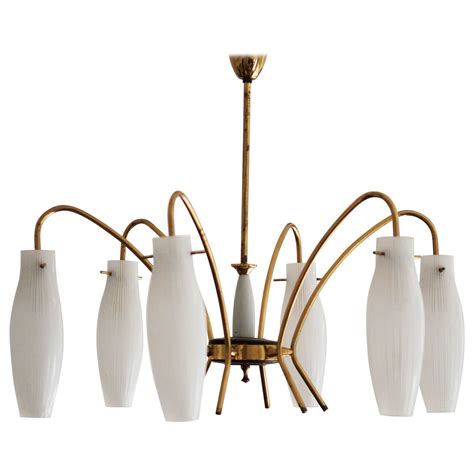 Mid Century Brass Chandelier Stilnovo Style From A Unique Collection