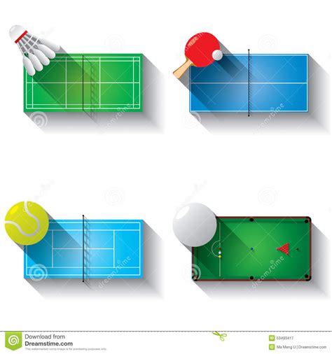 Sport Fields Illustration Icons Set Stock Illustration Illustration Of Snooker Badminton