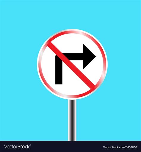 Prohibitory Traffic Sign Right Turn Prohibited Vector Image