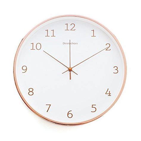 Luxury Modern 12 Silent Non Ticking Wall Clock With Rose Gold Frame