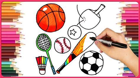 Easy Sports Drawing ⚽ Draw Sports Equipment 🏈 Step By Step Drawing
