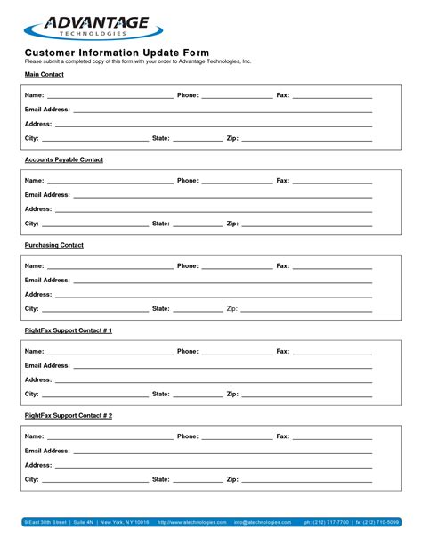 customer information sheet template customer information