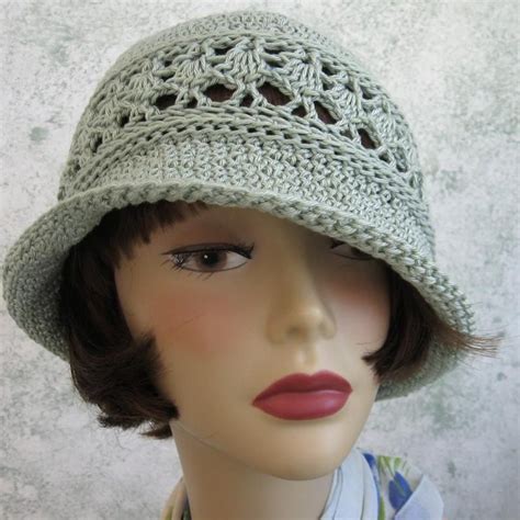 Crochet Hat Pattern Womens Summer Brimmed Hat With Mesh Band Instant