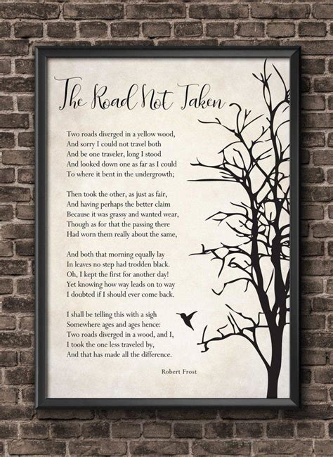 Robert Frost Poem Art Print The Road Not Taken Poem Poster Poster