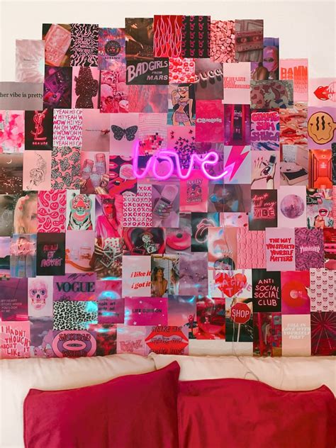 Pink Girly Wall Collage Kit Girl Bedroom Photo Collage Kit Etsy