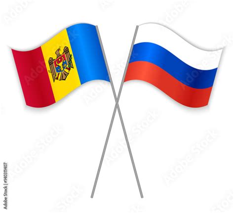 Moldovan And Russian Crossed Flags Moldova Combined With Russia