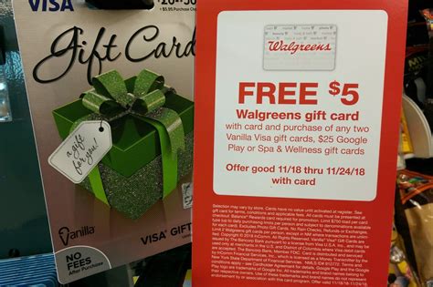 Daily limits are placed on your card for security reasons. 11/18-11/24 Get $5 Walgreen's Gift Card with Purchase of Two Vanilla Visa Gift Cards - Doctor ...