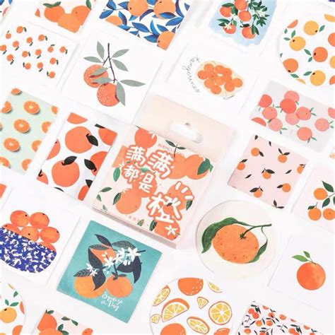 Free Shipping 46pcs Orange Stickers Fruit Sticker Food Etsy