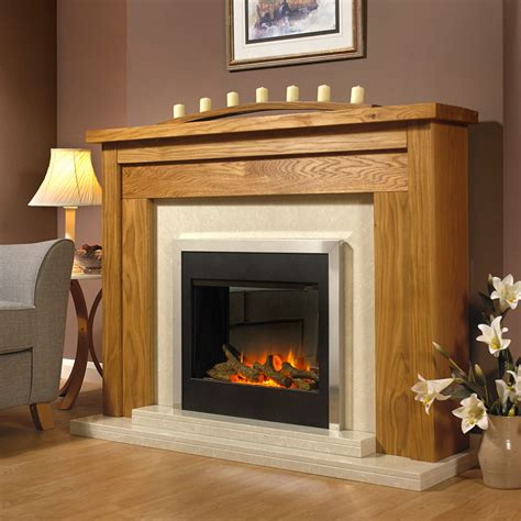 Oak Fireplace Surround With Electric Stove And Hearth Fireplaces