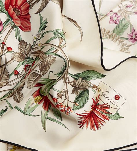 Gucci Flower Print Silk Foulard Lyst