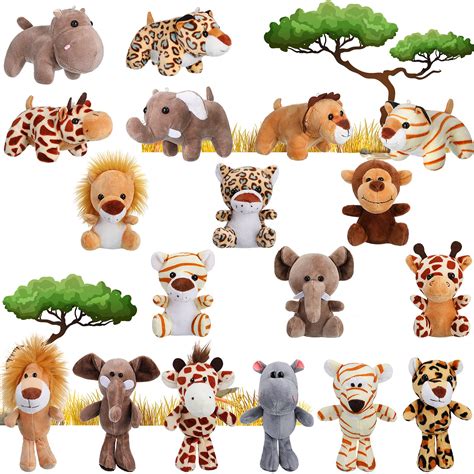 Buy 18 Pieces Small Stuffed Animals Mini Jungle Animal Plush Toys