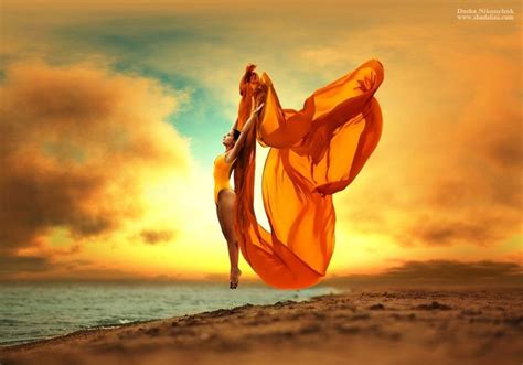 Orange Color Fly Sky Splendor Sea Sunset Beauty Woman Wallpaper