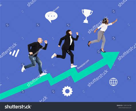 Business People Running Towards Goal Stock Photo 1209154798 Shutterstock